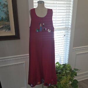 Elegant Sleeveless Red Midi Dress with Embroidery